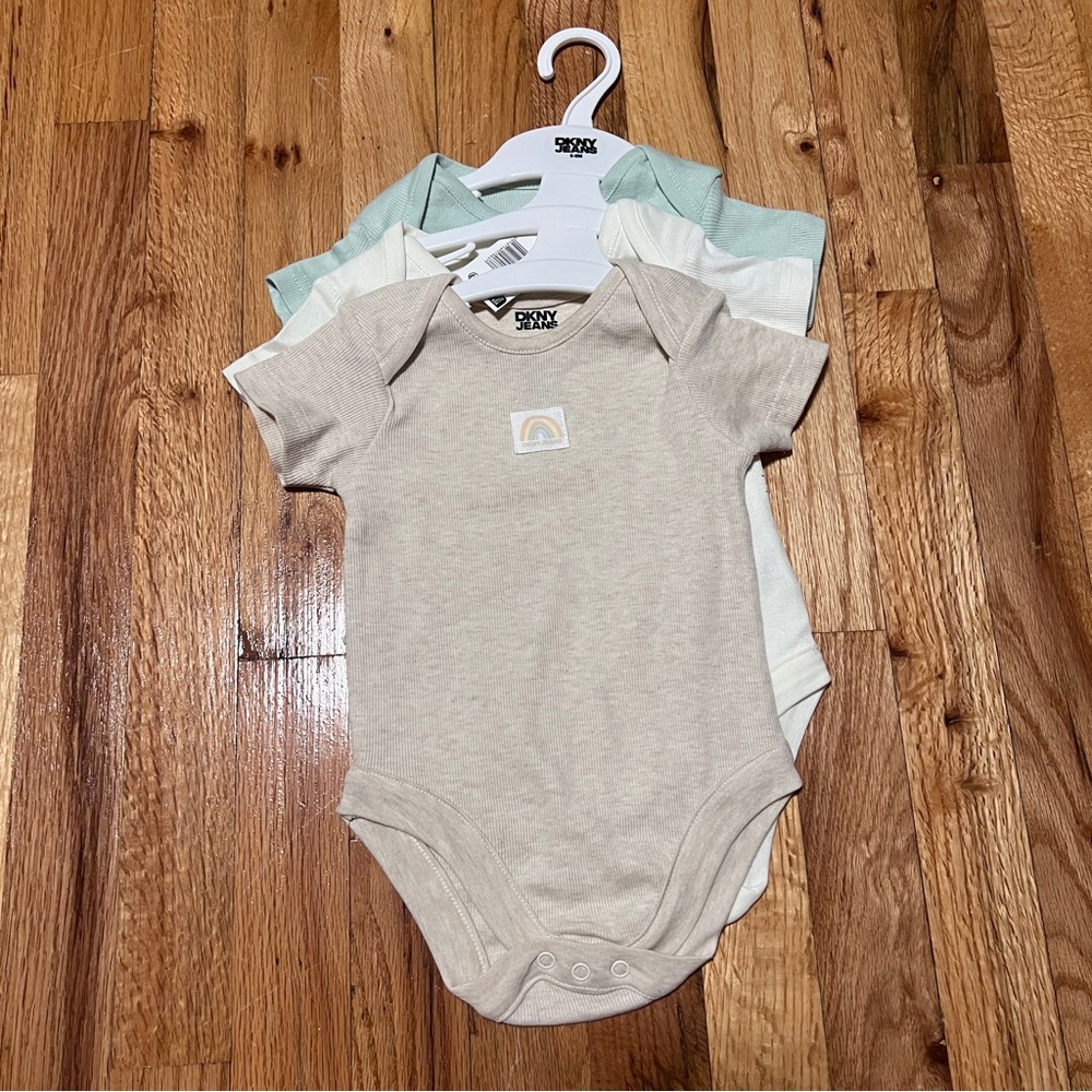 DKNY Jeans Baby 3-Pack One-Piece Bodysuits Unisex Size 6-9M